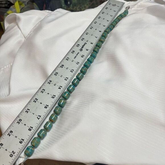 Beautiful Mosaic Turquoise Dyed Magnesite Large Heavy Beads Collar Necklace - Picture 5 of 8